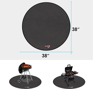 38" round under Grill Mat, 4 Layers Fire Pit Mat Protect Mat,Fireproof Mat Fire Pit Pad for Deck Patio Grass Outdoor Wood Burning Fire Pit and BBQ Smoker,Portable Reusable and Waterproof,Black