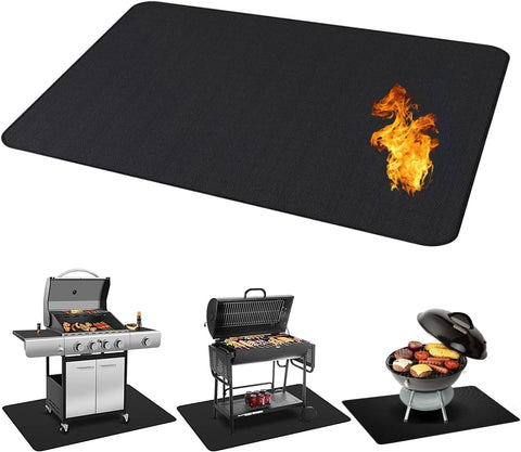 Image of INZSASO under Grill Mat, 50X38 Inches Double-Sided Fireproof Oil-Proof Grill Mats for Outdoor Grill, Charcoal, Gas Grills, Smokers, BBQ Protector for Decks and Patios (50 X 38 Inches)