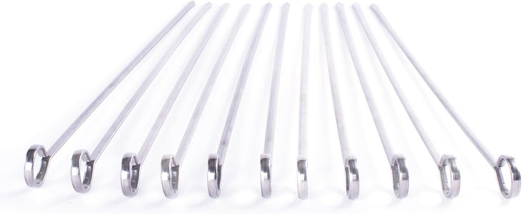 Stainless Steel Shish Kabob Flat Barbecue Grilling Skewers - 12" Flat Kebab Sticks Grill Tools BBQ Accessories (12 Pack)