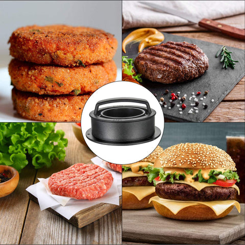 Image of TAOUNOA Hamburger Press Patty Maker, 3 in 1 Non-Stick Burger Press with 100 Pcs Wax Paper for Making Delicious Burgers, Perfect Shaped Patties for Grilling and Cooking