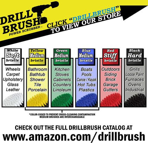 Image of - 4 Piece Black Drillbrush Ultra Stiff Cleaning Brush Set - Metal Brush for Drill Alternative - Grill Brush for Cordless Drill - Grill Grate Cleaner Brush