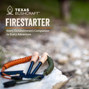 Texas Bushcraft Fire Starter - 3/8" Thick Ferro Rod with Striker and Paracord Wrist Lanyard – Waterproof Flint Fire Steel Survival Lighter for Your Camping, Hiking and Backpacking Gear