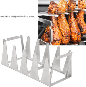 Fdit BBQ Rack, Stainless Steel Holder, Stainless Steel Roasting Stand Portable Multifunctional BBQ Rib Rack for Gas Smoker or Charcoal Grill (#2)