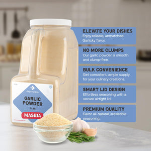 Dependable Food Garlic Powder -7 LB.- Restuarant Bulk Size Jar, Kosher, Versatile, Dehydrated, Non-Gmo Seasoning for Vegetables, Meat Rubs & More - Allergen-Free, 100% Natural Granulated Garlic