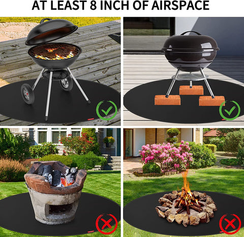Image of TONAHUTU 36" Fire Pit Mat & under Grill Mat, Deck Patio Protect Mat Heat Resistant Fire Mat for Fire Pit BBQ Mat for under BBQ Oil-Proof & Waterproof, 2-Layer Thickened, Black