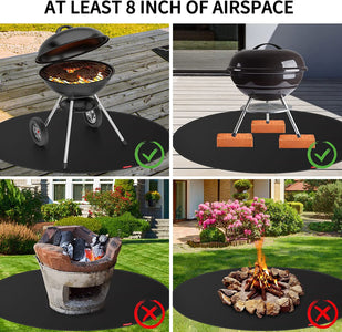 TONAHUTU 36" Fire Pit Mat & under Grill Mat, Deck Patio Protect Mat Heat Resistant Fire Mat for Fire Pit BBQ Mat for under BBQ Oil-Proof & Waterproof, 2-Layer Thickened, Black