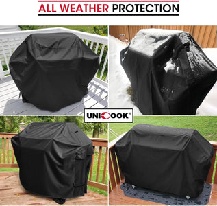 Unicook Heavy Duty Waterproof Barbecue Gas Grill Cover, 65-Inch BBQ Cover, Special Fade and UV Resistant Material, Durable and Convenient, Fits Grills of Weber Char-Broil Nexgrill Brinkmann and More