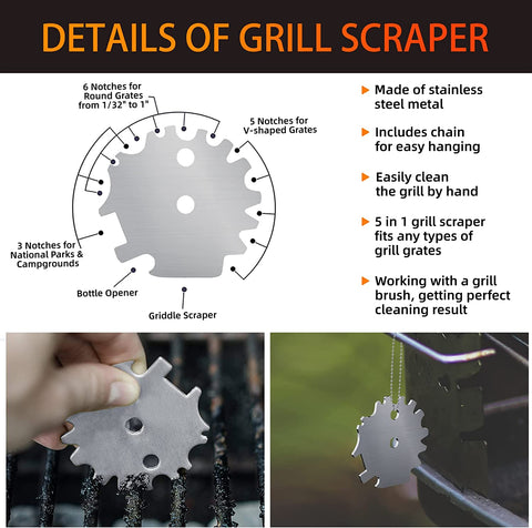 Image of Grill Brush for Outdoor Grill, Bristle Free & Wire Combined BBQ Brush for Grill Cleaning Including Grill Scraper, Safe 17" Stainless Steel BBQ Accessories Grill Cleaner Brush, Awesome Gifts for Men