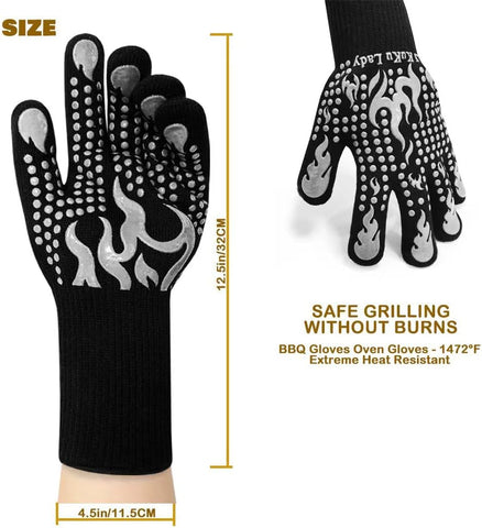 Image of BBQ Heat Resistant Gloves, 1472 Degree F Cut-Resistant Grill Gloves for Heat Resistant Cooking, Outdoor Grill, Barbecue, Oven, Cooking, Kitchen and Baking -