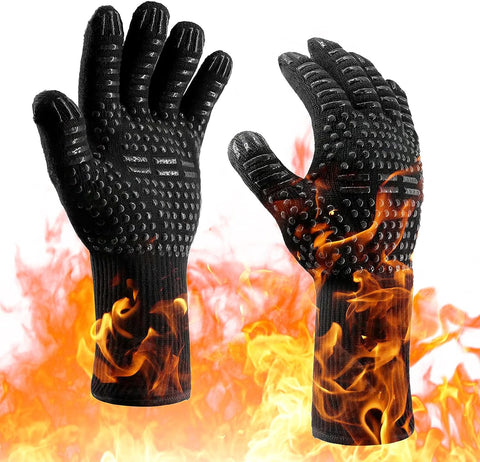 Image of Oven Gloves 932°F Heat Resistant Gloves, Cut-Resistant Grill Gloves, Non-Slip Silicone BBQ Gloves, Kitchen Safe Cooking Gloves for Men, Oven Mitts,Smoker,Barbecue,Grilling (Oven Gloves)