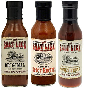 Salt Lick BBQ Sauce Assortment, One Each of Original BBQ Sauce, Lauren'S Spicy BBQ Sauce & Honey Pecan BBQ Sauce