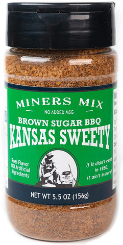 Image of Miners Mix Kansas Sweetie Brown Sugar BBQ Rub. a Big, Bold, Very Sweet Kansas City Style Seasoning Blend for Low Slow Smoked Ribs, Pulled Pork, Brisket, Whole Hog, Chicken or Salmon. 5.5 Oz Jar