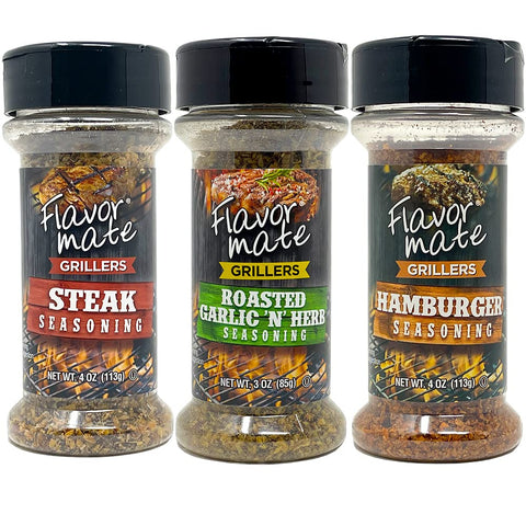 Image of Grilling BBQ Seasoning Variety Gift Set | Steak, Hamburger & Roasted Garlic Herb Barbecue Smoking Rubs Spices Natural Flavor for Beef Meat Fish Pork Burger Vegetable Wings
