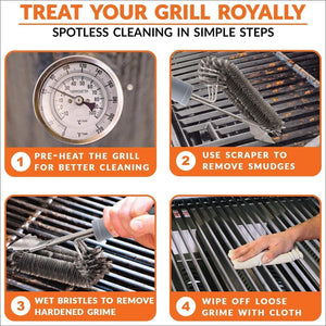 Grill Brush and Scraper-Best BBQ Brush for Grill Outdoor, Safe 18" Stainless Steel W/Wire 3 in 1 Bristles Grill Cleaning Brush - Gifts for Grilling Enthusiasts & Men Dad