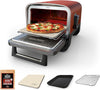 Woodfire Pizza Oven, 8-In-1 Outdoor Oven, 5 Pizza Settings,  Woodfire Technology, 700°F High Heat, BBQ Smoker, Wood Pellets, Pizza Stone, Electric Heat, Portable, Terracotta Red, OO101