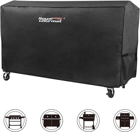 Image of Royal Gourmet CR6008 60" Grill Cover, Durable Oxford Polyester Outdoor BBQ Cover for Flat Top Griddle, Water Resistant, Weather Protection, Black