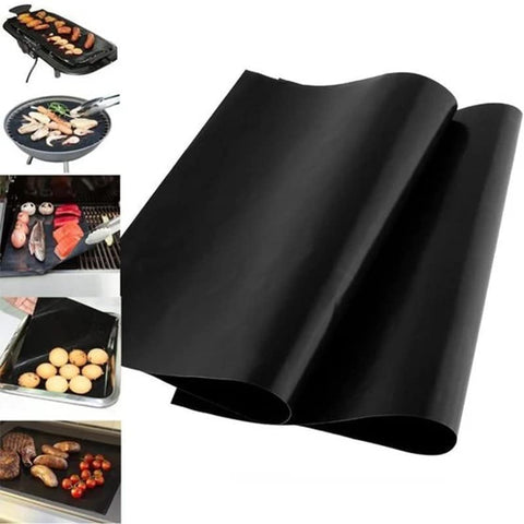 Image of JPL Grill Mats Set of 5 - Non-Stick BBQ Grill Mats, Heavy Duty, Reusable, and Easy to Clean - Works on Electric Grill Gas Charcoal BBQ - 15.75 X 13-Inch, Black
