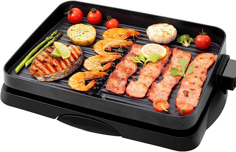 Image of Indoor Grill Electric Korean BBQ Grill Nonstick 1500W, Removable Griddle Contact Grilling with Smart 5-Heat Temp Controller, Kbbq Fast Heat up Family Size Mini 14 Inch Tabletop Plate Pfoa-Free Black
