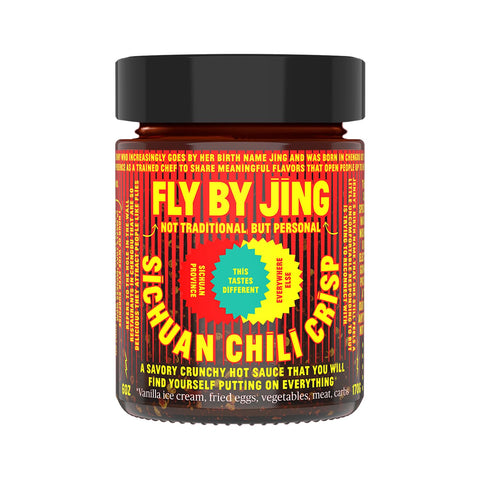 Image of FLYBYJING Sichuan Chili Crisp, Gourmet Spicy Tingly Crunchy Hot Savory All-Natural Chili Oil Sauce W/Sichuan Pepper, Versatile Sauce Good on Everything and Vegan, 6Oz (Pack of 1)