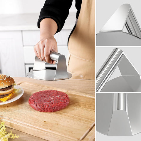 Image of EPPARN Smash Burger Press, Stainless Steel Burger Press, Hamburger Press, Burger Smasher for Griddle, Bacon Press, Grill Press, Ground Beef Patty Press