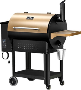 Hykolity 570 Sq in Wood Pellet Grill & Smoker, 8 in 1 BBQ Smoker with Flame Broiler, Outdoor Cooking Auto Temperature Control, 23LB Hopper Capacity, Brown