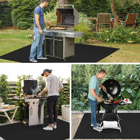 Image of 70 X 48 in under Grill Mat for Outdoor Grill - Fireproof BBQ Mats for Grilling to Protect the Deck, Patio, Pavers - Easy to Clean Indoor Fireplace Mat