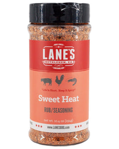 Lane'S Sweet Heat Rub and Seasoning- Premium Sweet and Spicy Rub | Delicious on Pork, Chicken and Seafood | Gluten Free BBQ Seasoning| No MSG | No Preservatives | Made in the USA | 10.4 Oz