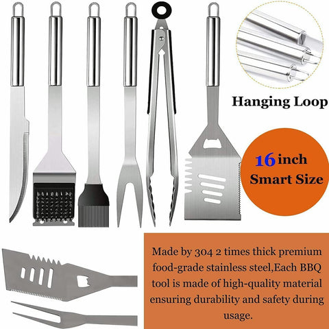 Image of Grill Utensils Set,Bbq Grilling Accessories, Grill Set Gifts for Men Grill Tools,  Barbeque with Apron, Stainless Steel Grill Kit Set Gifts for Men or Dad (Style 1)