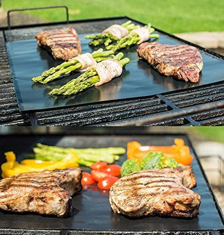 Image of Grill Mat Set of 6 - Non-Stick BBQ Outdoor Grill & Baking Mats - Reusable and Easy to Clean - Works on Gas, Charcoal, Electric Grill and More - 15.75 X 13 Inch