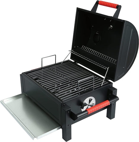 Image of Feasto Portable Charcoal Grill Grates with Cast Iron Grill, Anti-Scalding Handles,Tabletop Grill with 354 Square Inches Cooking Area, for Outdoor Camping and Picnic, Black, L26.8’’X W20’’X H21.3’’