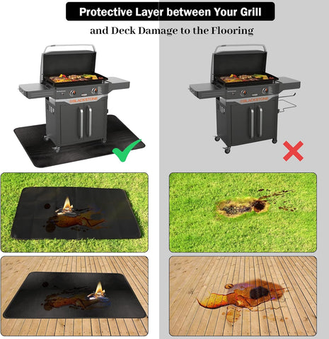 Image of 48 X 30 Inch under Grill Mats for Outdoor Grill Fireproof Grill Pad for Fire Pit Grill Deck Patio Protector BBQ Mat Indoor Fireplace Mat Fire Pit Mat Water Resistant & Oil Proof Pad