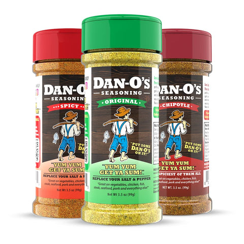 Image of Dan-O'S Seasoning Small 3 Bottle Combo | Original, Chipotle, & Spicy | 3 Pack (3.5 Oz)