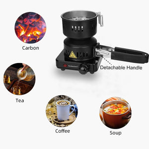 Electric Stove Coconut Charcoal Starter Hookah Coal Burner for Hookah Coal Burner with Detachable Handle Stainless Steel Grill & Rack Smart Heat Control Long Cable for BBQ Kitchen