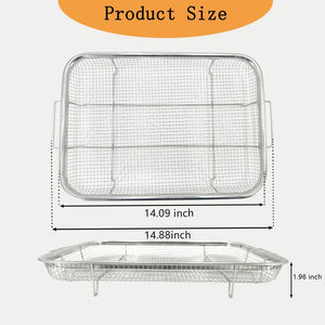 Air Fryer Basket for Oven, Stainless Steel Crisper Basket, Non-Stick Mesh Basket, 14.88 X 10.23 Inch Large Grill Basket, Air Fryer Rack Roasting Basket for French Fry, Bacon and Chicken