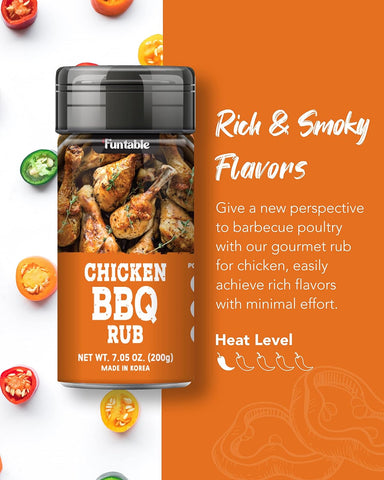 Image of Funtable Chicken BBQ Rub (7.1Oz) - Rich Flavors, Savory & Tasty Blend. Zero-Calorie. Ideal for Chicken, Meat, Steak & Grilled Vegetables.