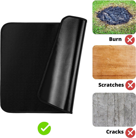 Image of Easyacc 24 X 31In Fireproof-Grill Mats for Outdoor Tabletop Grill to Protect Your Grill Table-Fireproof-Bbq Barbecue Mat Heat Resistant Grill Table Mat-Waterproof & Oilproof BBQ Mat-Black (0.6Mm)