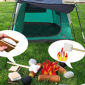 23 PCS Pretend Campfire Toys, Kids Plush Felt Play Campfire Playset Safe Fake Fire Wood Stones Toys Pretend Camping Play Set for Kids Toddlers Age 3-5