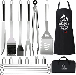 Grill Utensils Set,Bbq Grilling Accessories, Grill Set Gifts for Men Grill Tools, Barbeque with Apron, Stainless Steel Grill Kit Set Gifts for Men or Dad,Outdoor Camping Best Gifts (Style 2)