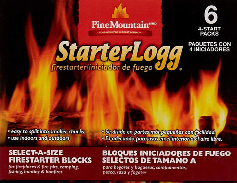 Image of Pine Mountain Starterlogg Select-A-Size Firestarting Blocks, 24 Starts Firestarter Wood Fire Log for Campfire, Fireplace, Wood Stove, Fire Pit, Indoor & Outdoor Use, Red