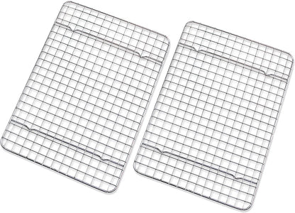 Checkered Chef Cooling Rack - Set of 2 Stainless Steel, Oven Safe Grid Wire Cookie Cooling Racks for Baking & Cooking - 8” X 11 ¾"