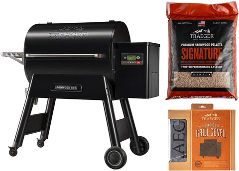 Image of Grills Ironwood 885 Wood Pellet Grill and Smoker Bundle with Cover and Signature Pellets Featuring Alexa and Wifire Smart Home Technology - Black