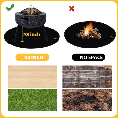 Image of GERTSOUND round Fire Pit Mat 38" under Grill Mat, Fireproof Mat for Patio, Grass, Outdoor Charcoal, Smokers, Wood Floors Grill Mats for Outdoor Grill Deck Protector, Oil-Proof Waterproof Fireproof Mat