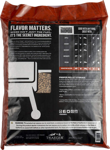Image of Traeger Grills Signature Blend 100% All-Natural Wood Pellets for Smokers and Pellet Grills, BBQ, Bake, Roast, and Grill, 20 Lb. Bag