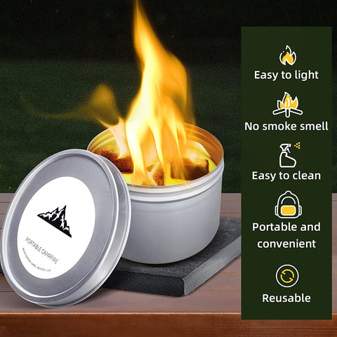 Image of Portable Campfire, Smores Fire Pit, 3-5 Hours of Burn Time, No Embers-No Hassle, Portable Fire Pit for Party Camping Picnics and More
