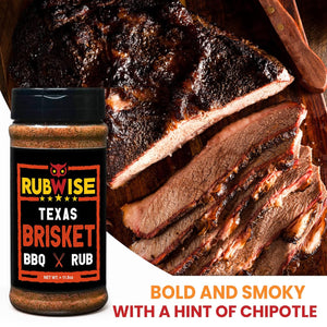 Texas Style Brisket Rub by Rubwise | Brisket BBQ Rub & Spices for Smoking and Grilling | Beef Seasoning Dry Rub | Smokey Savory Barbecue & Grill Blend | Great on Brisket, Steaks, Ribs & Burgers (1Lb)
