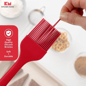 Kitchen Mama Silicone Basting Pastry Brush Gift: Set of 2 Heat Resistant Basting Brushes for Baking, Grilling, Cooking and Spreading Oil, Butter, BBQ Sauce, or Marinade. Dishwasher Safe (Red)
