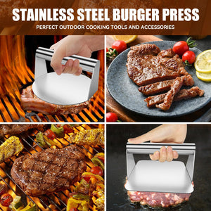 Yegmn Burger Press, Stainless Steel Hamburger Press, 5.5" round & Square Smash Burger Press for Bacon, Steak, Sandwich, Non-Stick Burger Hamburger Smasher Tool for Flat Top Griddle Gifts for Men