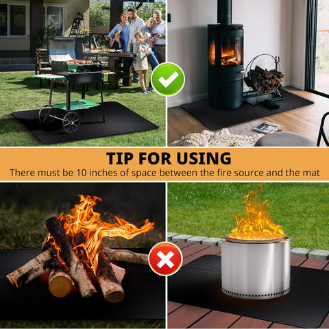 Image of Easyacc 24 X 31In Fireproof-Grill Mats for Outdoor Tabletop Grill to Protect Your Grill Table-Fireproof-Bbq Barbecue Mat Heat Resistant Grill Table Mat-Waterproof & Oilproof BBQ Mat-Black (0.6Mm)