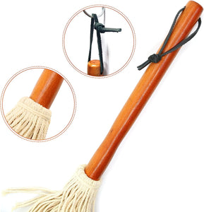 16" BBQ Sauce Basting Mops & Brushes for Roasting or Grilling, Apply Barbeque, Marinade or Glazing, Cotton Fiber Head and Hardwood Handle, Dish Mop Style, Perfect for Cooking or Cleaning - Pack of 3