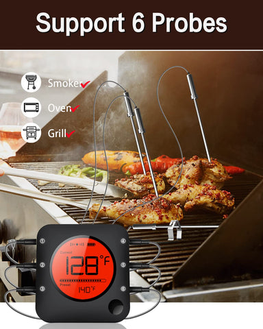 Image of Meat Thermometer Wireless Bluetooth, LCD Digital Meat Thermometer with Dual Probe, Wireless Remote BBQ Thermometer for Smoker Kitchen Cooking Grill Thermometer Timer for Grilling BBQ Oven